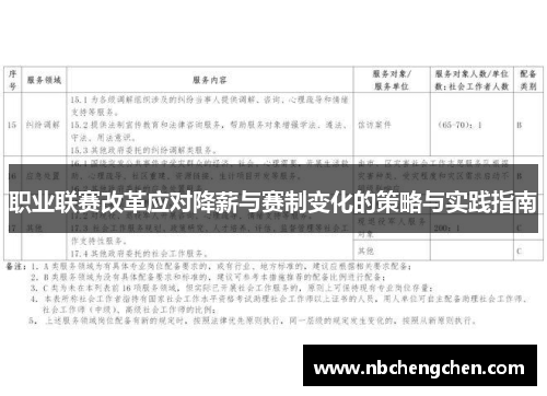 职业联赛改革应对降薪与赛制变化的策略与实践指南